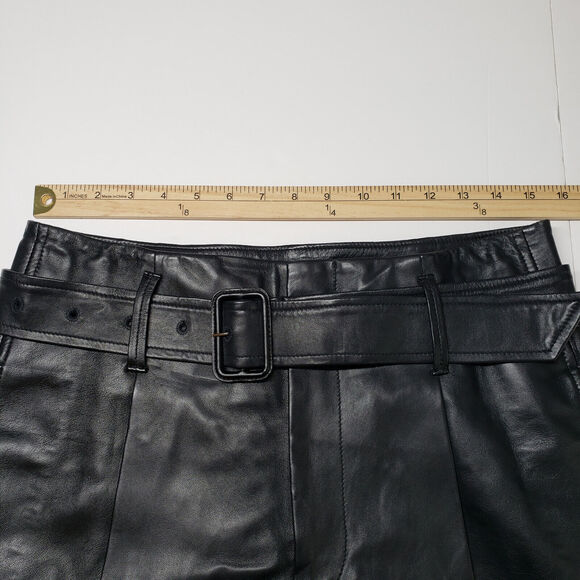 Polo Ralph Lauren Lambskin Leather Pants Womens 2 Black High Waisted Ankle Chic - Picture 5 of 16